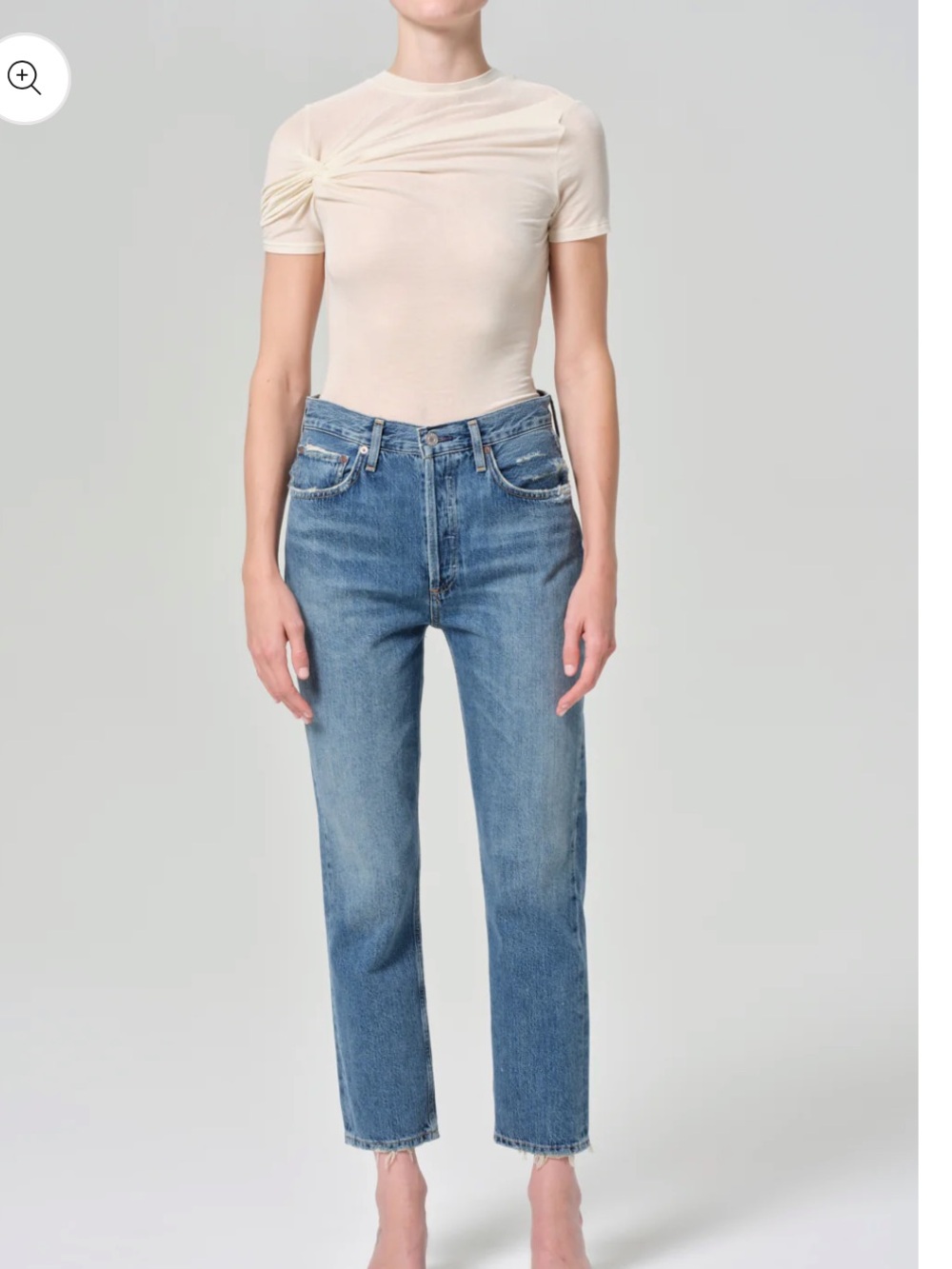 AGOLDE Riley High Rise Straight Crop Jeans In Frequency Denim